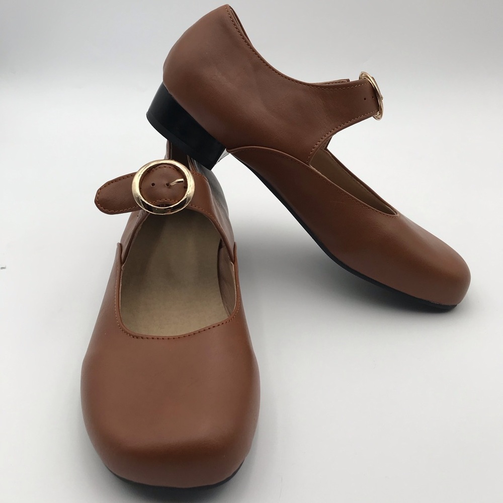Harper & Lane Elegant Leather Brown Mary Jane Retro Shoes